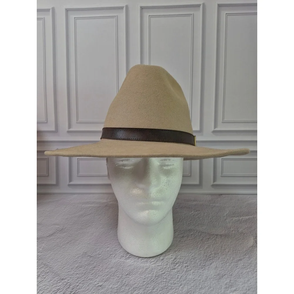 John Blair Mens 100% Wool Felt Fedora Hat Leather Band Feather Made in USA Large